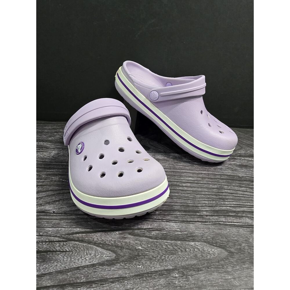 Crocs Crocband Unisex Kids Lavender / Purple Clog Slip On Shoes Size J2